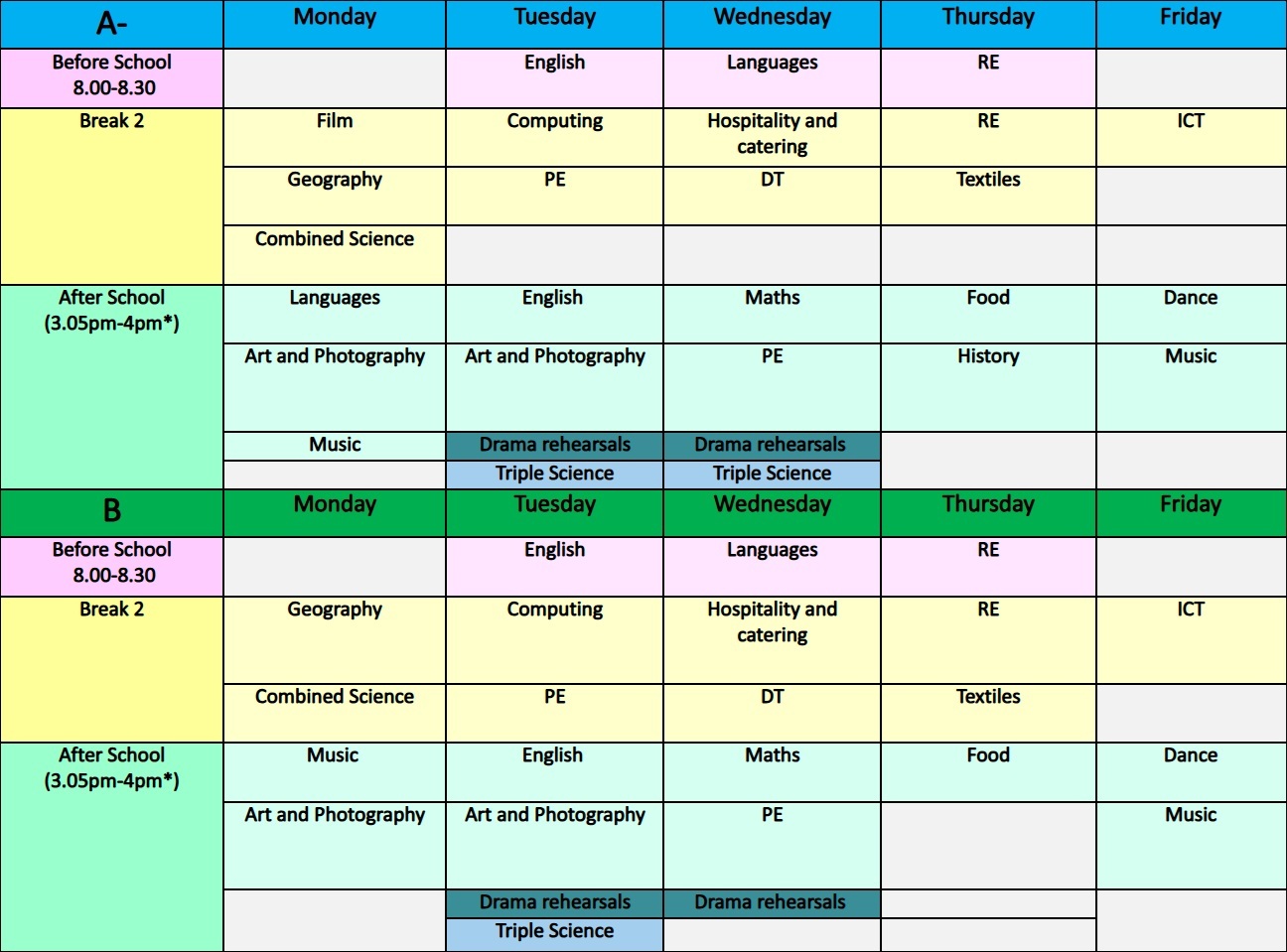 Year 11 Exam Revision Timetable